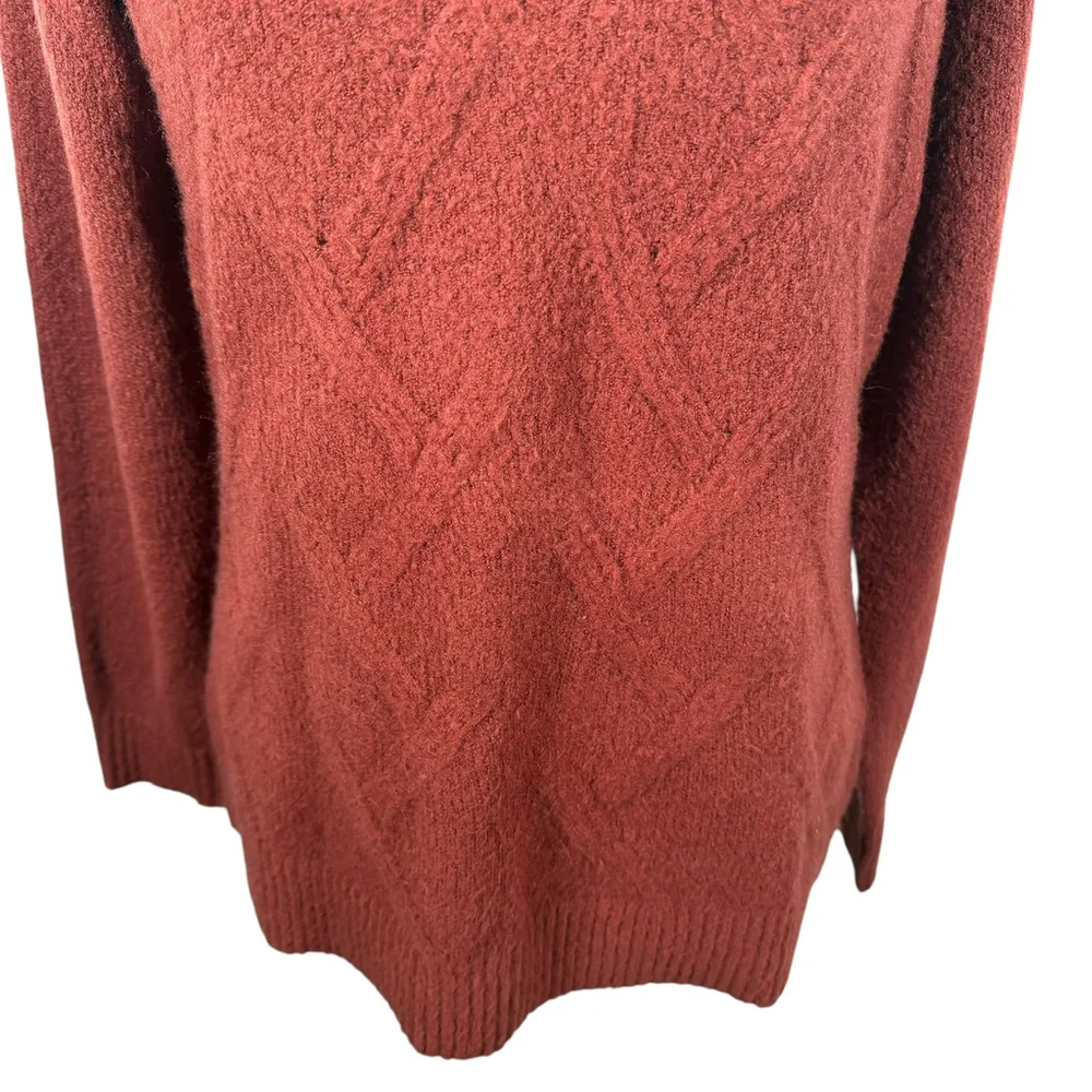 Coldwater Creek Rust Brown Cable Knit Hoodie Sweater Soft Relaxed Chic size XS